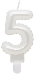 Numere Pearly Lumânare albă număr 5, lumânare de tort