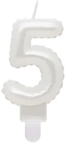 Numere Pearly Lumânare albă număr 5, lumânare de tort
