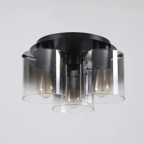 Plafonieră Searchlight SWEDEN 88911-3BK - 3xE27/60W/230V, Ø39 cm, negru/fumuriu
