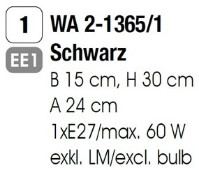 Aplica de perete GEORGINA WA 2-1365/1 schwarz OR