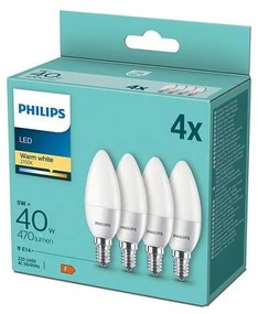 SET 4x bec LED Philips B35 E14/5W/230V 2700K