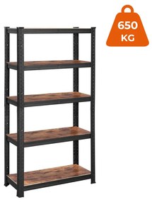 Jurhan Raft de depozitare DUSTY, 5 polițe, max. 650kg, negru/maro