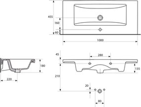 Cersanit K32-016-EX1 - Lavoar încastrat COMO 45x100 cm ceramică/alb lucios