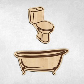 DUBLEZ | Semn indicator din lemn pentru ușă WC + Baie