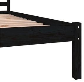 Cadru de pat mic Single 2FT6, negru, 75x190 cm, lemn masiv pin Negru, 75 x 190 cm