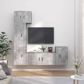 3188626 vidaXL Set dulap TV, 5 piese, gri beton, lemn prelucrat