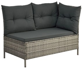 Set Lounge Polyrattan, accente gri Manacor cu perne gri