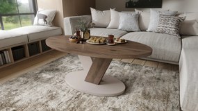 Mazzoni LOVA Nuc Elegant/Bej Taupe - MĂSUȚĂ OVALĂ 110x60 cm MĂSUȚĂ DE CAFEA MODERNĂ