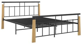 324900 vidaXL Cadru de pat,140x200 cm, metal și lemn masiv de stejar