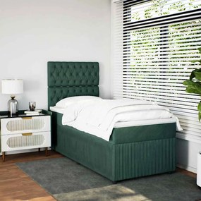vidaXL Pat continental cu saltea, verde închis, 80x200 cm, catifea