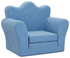 341873 vidaXL Canapea extensibilă pentru copii, albastru, pluș moale