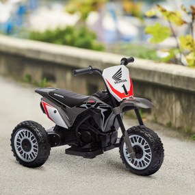 HOMCOM Motocicletă Electrică pentru Copii sub Licență Honda CRF450RL cu 3 Roți și Claxon, 71x40.5x43.5 cm, Gri | Aosom Romania