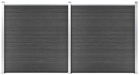 vidaXL Set de panouri de gard, negru, 353 x 186 cm, WPC