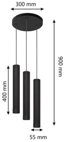 Lustră LED pe cablu TUBA 3xGU10/4,8W/230V neagră