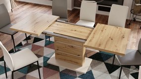 Mazzoni PIANO Stejar Artisan/Bej (Șampanie) - MASĂ EXTENSIBILĂ MODERNĂ PÂNĂ LA 200 cm!