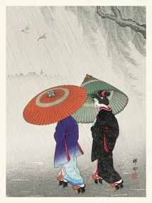 Reproducere Geisha in the Rain, Ohara Koson