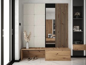 Mobilier hol Anrolat I (Stejar artisan + Negru + Bej) (cu oglindă). 1104699