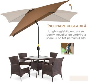 Outsunny Umbrela de Gradina Dreptunghiulara 195×295 cm – Alb | Aosom Romania