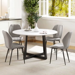 HOMCOM Set of Four Modern Style Flannel Dining Chairs - Light Grey | Aosom Romania