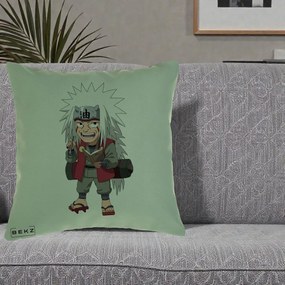 Perna Personalizata Naruto Jiraiya Sensei Chibi, 40x40 cm, Verde, Husa Detasabila, Perna Inclusa, BEKZ®