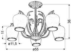Lustră pe tijă OPERA 5xE27/60W/230V