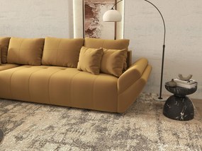 Colțar extensibil dumonde cu ladă de depozitare si sezut confortabil din spuma high-density, Berlin XL Royal Mustar 350x185 cm
