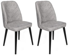 Set 2 scaune haaus Dallas, Gri/Negru, textil, picioare metalice