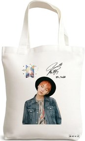 Sacosa de Panza pentru Cumparaturi, Geanta Tote, model BTS Suga 2, 38x34.5 cm, Alba, BEKZ®