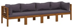 Canapea de gradina cu 4 locuri, cu perne, lemn masiv de acacia Morke gra, 4 locuri, 1