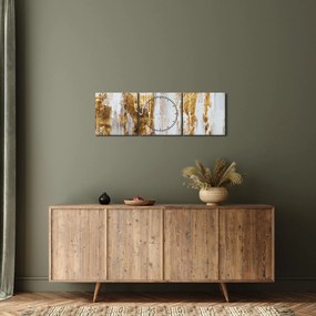 Tablou - Abstract auriu (cu ceas) (90x30 cm)