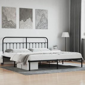 352585 vidaXL Cadru de pat metalic cu tăblie, negru, 200x200 cm
