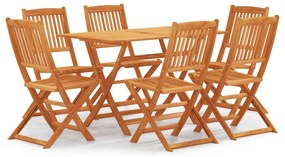 Set mobilier de exterior pliabil, 7 piese, lemn masiv eucalipt Fara cotiera, 6