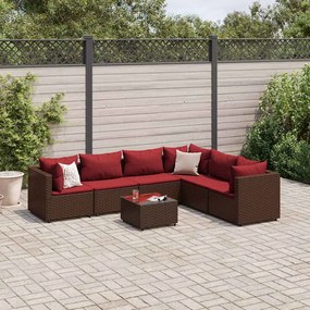 vidaXL Set mobilier de grădină cu perne, 7 piese, maro, poliratan