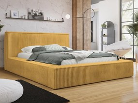Pat matrimonial 140 cm Gretty S (muștar) (cu somieră) (cu sp. depozitare). Promo -17%. 1104129