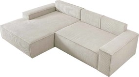 Coltar extensibil ~Hayak~ cu lada de depozitare, 267x167 cm, culoare bej, material catifea velur