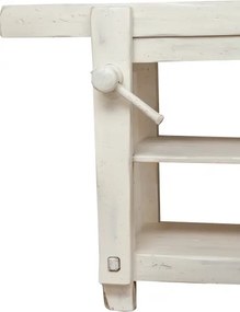 Banc de tamplar, L184 74 H92 cm, 4 sertare, alb antic, lemn masiv