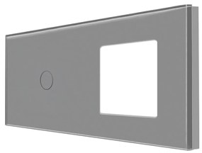 Panou Intrerupator Simplu cu Touch si Priza Simpla Din Sticla LUXION