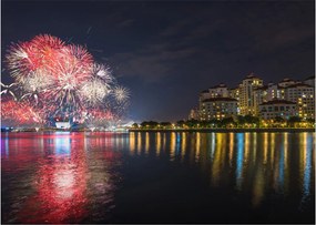 Tablou cu artificii in Singapur (70x50 cm)