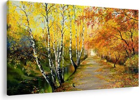 Tablou - Alee romantică de-a lungul apei, pictură în ulei (90x60 cm)