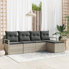 vidaXL Set de canapele pentru grădină 5 pcs Gri deschis Rattan poli