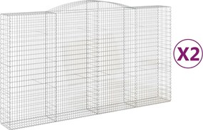 vidaXL Coșuri gabion arcuite, 2 buc, 400x50x220/240cm, fier galvanizat