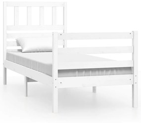3101079 vidaXL Cadru de pat, alb, 100x200 cm, lemn masiv