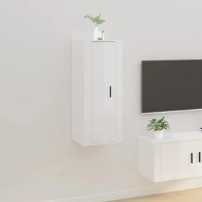vidaXL Dulap TV montat pe perete, alb extralucios, 40x34,5x100 cm