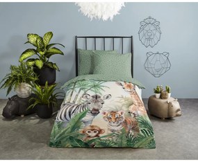 Lenjerie de pat pentru copii verde din bumbac pentru pat de o persoană 140x200 cm Thabo – Good Morning