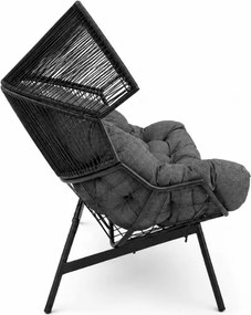 Canapea de gradina AURELO cu doua locuri 146 cm, neagra