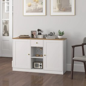 HOMCOM Comodă de bucătărie, Sideboard cu Sertar, Dulapuri, Rafturi, Span, Alb | Aosom Romania