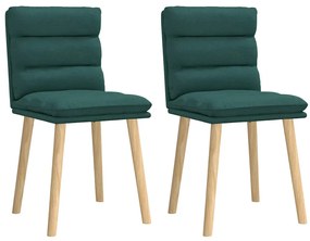 vidaXL Scaune de bucătărie, 2 buc., verde închis, material textil
