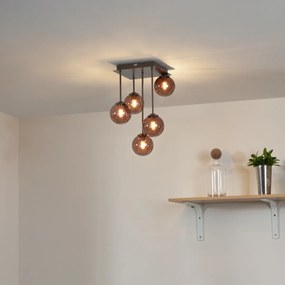Plafonieră de design bronz cu sticlă bronzată cu 5 lumini - Atena