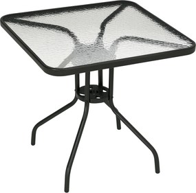 Outsunny Masă de grădină detașabilă metal 76x76 cm rezistentă la intemperii masă pentru balcon cu orificiu pentru umbrelă, antiderapant Negru | Aosom Romania