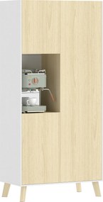 HOMCOM Dulap de bucătărie 170 cm, dulap modern cu compartiment deschis, polițe reglabile, aspect lemn natural | Aosom Romania